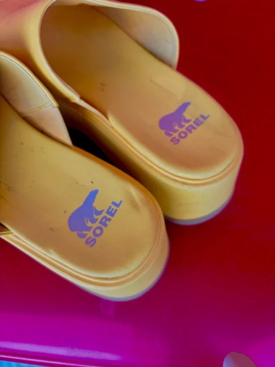 Sorel Yellow Platform Slide Mules - Picture 6 of 9